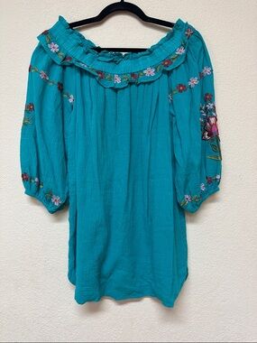 Umgee womans Embroidered off shoulder mini dress size S